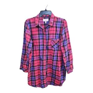 Victoria’s Secret Flannel Button-Front Sleep Gown – Size Large